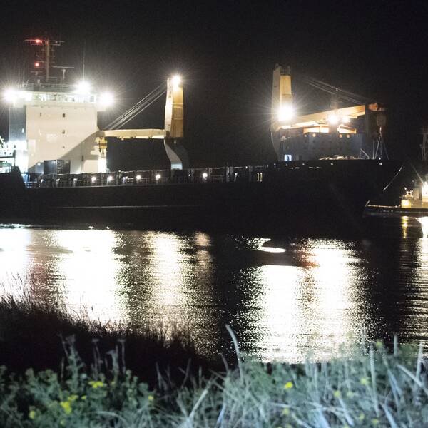 Det 130 meter långa lastfartyget gick på grund utanför Bulkhamnen i Helsingborg i fredags kväll.