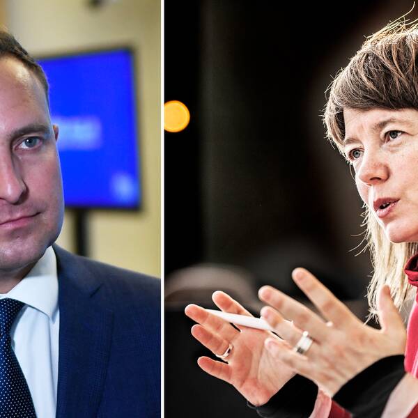 Moderaternas toppkandidat Tomas Tobé och Vänsterpartiets toppkandidat Malin Björk.