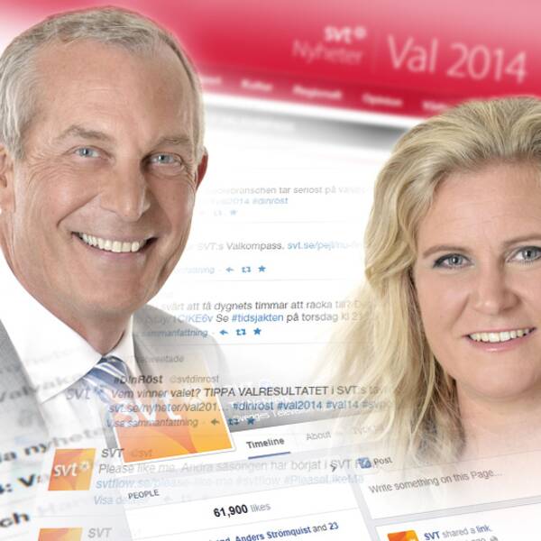 Claes Elfsberg och Camilla Kvartoft leder valvakan i SVT.