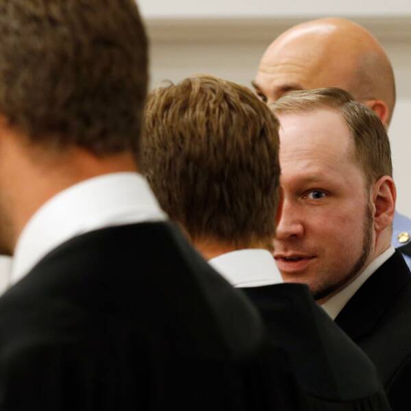 Dömde massmördaren Anders Behring Breivik i Oslo tingsrätt. Foto: Scanpix