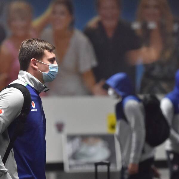 New Zealand Warriors på flygplatsen i Australien.