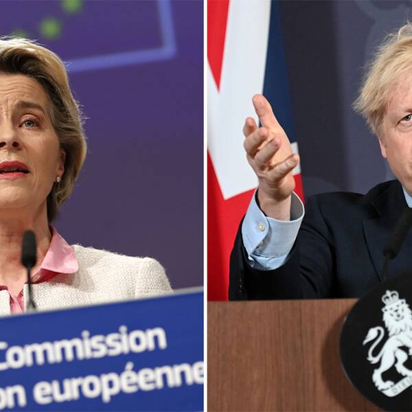 Ursula von der Leyen, EU-kommissionens ordförande, och Boris Johnson, Storbritanniens premiärminister, den 24 december.