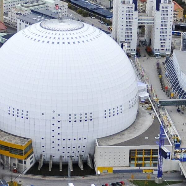 Globen i Stockholm där Eurovision song contest kommer att hållas 2016.