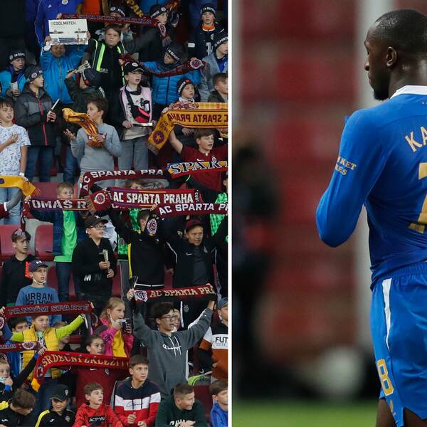 Barn på läktaren och Rangers Glen Kamara.