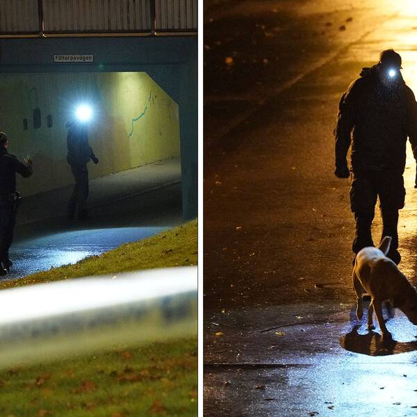 Polis på plats i Närlunda, Helsingborg efter en skottlossning där en man skadats allvarligt.