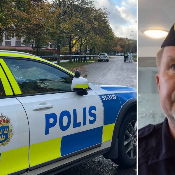 En polisbild från platsen där en man sköts ihjäl i natt, delad bild med polisens presstalesperson Stefan Gustafsson.
