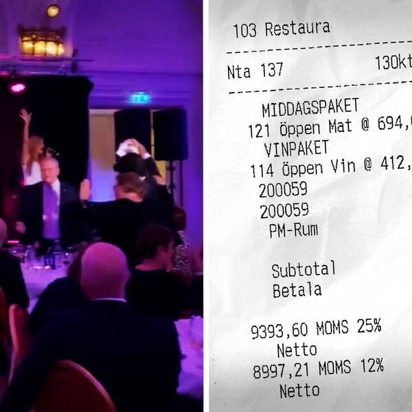 Pappersnota med priset för festen där politikerna i Västerås tackades av.