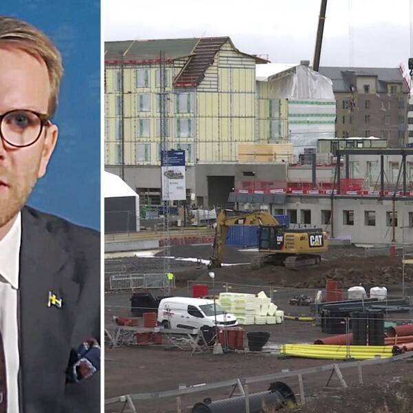 Infrastruktur- och bostadsministern Andreas Carlson (KD) intervjuas av SVT om hur regeringen vill vända bostadsutvecklingen i Sverige.