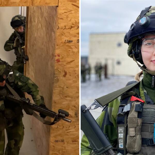 Soldaten Frida Lejnell har övat i stridsträningsanläggningen på Markstridsskolan i Kvarn