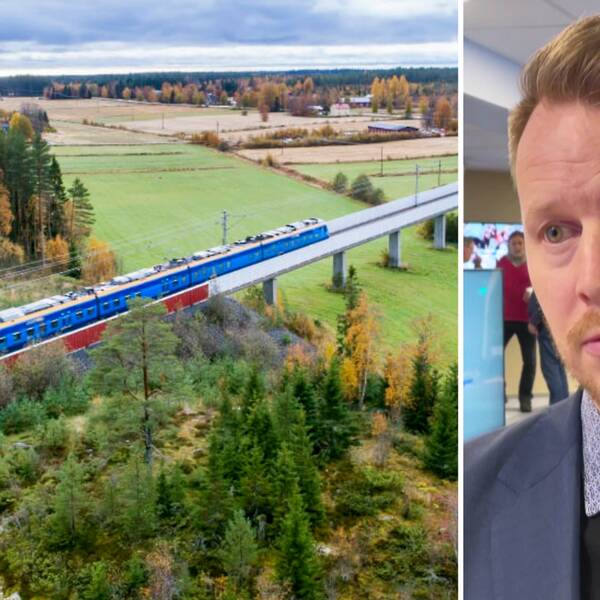 Kommunchefen Andreas Lind intervjuas av SVT om varför det inte blir en folkomröstning kring Norbotniabanans dragning i Piteå.