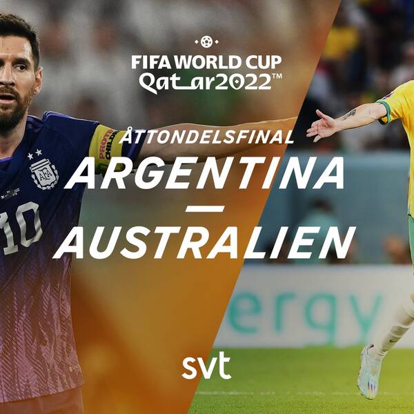 Åttondelsfinal mellan Lionel Messis Argentina och Jackson Irvines Australien.