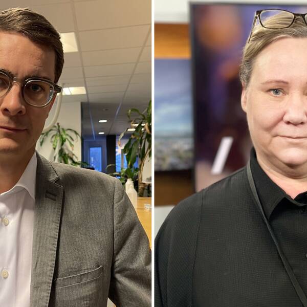 Till vänster i bild syns Tidningen Ångermanlands ansvariga utgivare och chefredaktör Oskar Nord och till vänster syns Carola Isaksson, redaktionschef och ansvarig utgivare för SVT Nyheter Västernorrland.