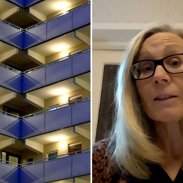 Bilden visar bostadsrätter med loftgångar i bostadshus och Ulrika Blomqvist, vd Bostadsrätterna.