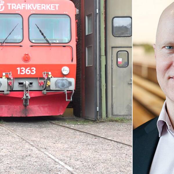 Bild på tåg från Trafikverket och en man. Mannen heter Hans Celander och är chef för Järnvägscollege på Trafikverket, Den nystartade organisationen hoppas Trafikverket ska kunna lösa bristen på bland annat tågtekniker.