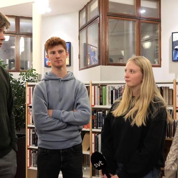 Eleverna Joel Löfdahl, Linus Lindell, Alva Sandberg och Maja Karlsson på Tycho Braheskolan i Helsingborg.