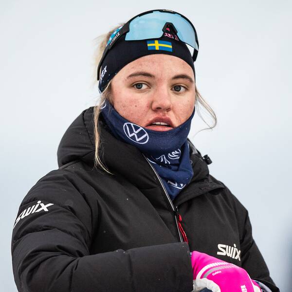 Linn Svahn efter damernas sprintsemifinal i Idre under fredagen.