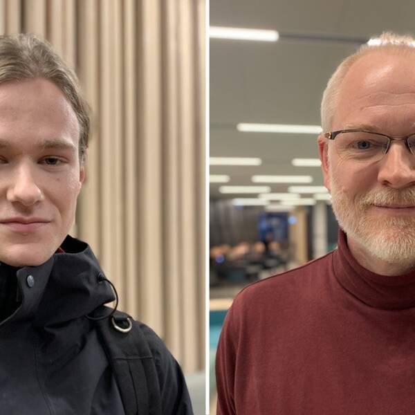 Bild på en ung student och en äldre lärare. Båda har tankar och åsikter om den nya chatboten ChatGPT som de tror kommer att användas till fusk, men också för hjälp.