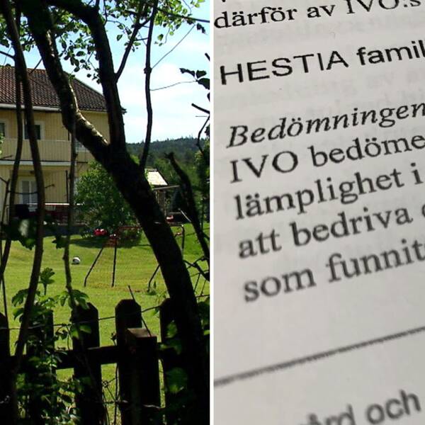 Bild på ett gult hus bland grönska och träd och en bild text. Texten är från Ivo och handlar om en tidgare Plateaföreståndare och föreståndaren på John Walter-hemmet. Hon stoppas nu av IVO.