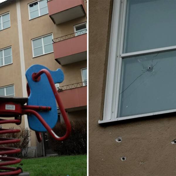 En boende i närheten som vill vara anonym berättar för SVT hur han hörde båda skottlossningarna och såg personer springa från platsen.
