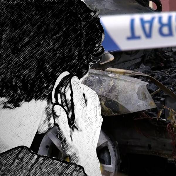Bilbrand – animering – polisavspärrning