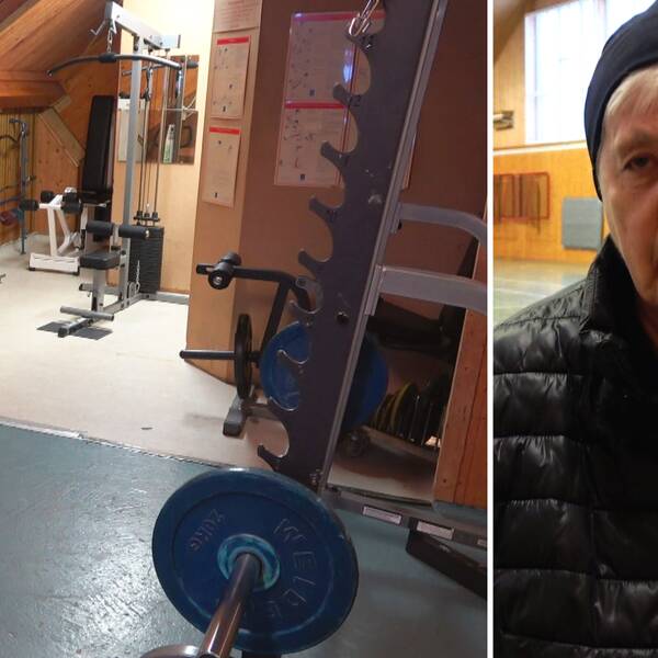 Delar av sporthallens innandöme och Laisvallsbon Ann-Christin Jakobsson.