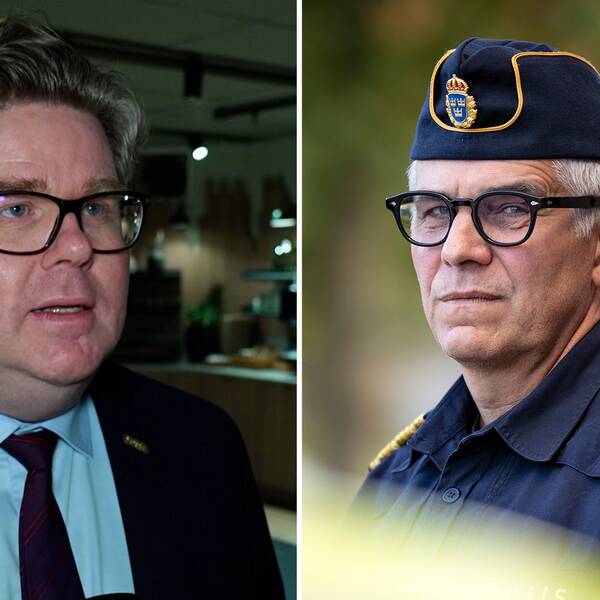 Till vänster: Gunnar Strömmer. Till höger: rikspolischef Anders Thornberg.