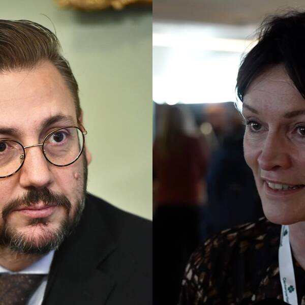 Till vänster Centerpartiets partiledarkandidat Muharrem Demirok. Till höger Helena Lundgren (C), oppositionsråd i Vindelns kommun.