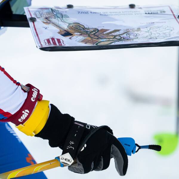 En spårkarta under damernas skidorienteringsfinal under dag 4 av SM-veckan den 26 mars 2022 i Piteå.