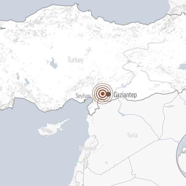 Kartan visar var i Turkiet som jordbävningarna inträffade.