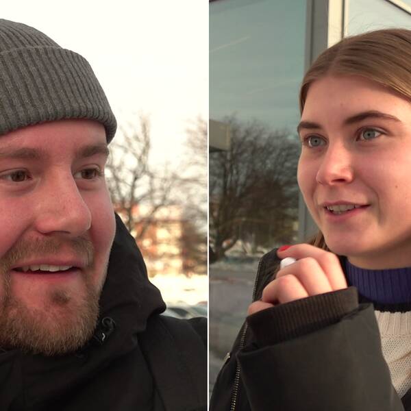 Ett montage av två studenter utanför Umeå universitet