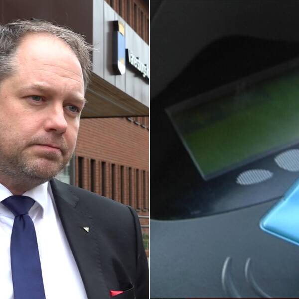 Tvådelad bild: Västtrafiks ordförande Peter Hermansson (M)  och en biljett från Västtrafik i form av ett plastkort som blippas mot en läsare.