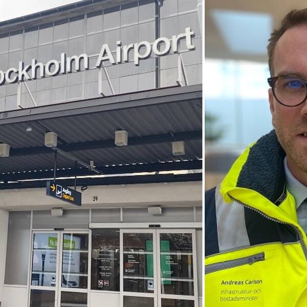 Infrastrukturminister Andreas Carlson (KD) på Bromma flygplats