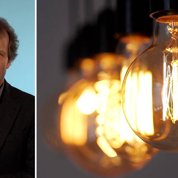 Bild på reporter Johan Zachrisson Winberg och bild på tända lampor.