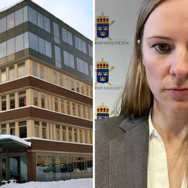 Till vänster i bild syns Sundsvalls tingsrätt och till höger syns åklagare Ida Annerstedt. Bilden på tingsrätten är tagen utomhus och bilden på Ida Annerstedt är tagen inomhus och framifrån.