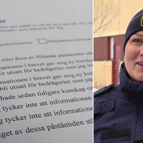 Kommunpolisen Mariana Handler i Krokom i Jämtlands län berättar om de enkätsvar man fått in från kvinnor mellan 70-85 år om vad de känner till om telefonbedrägerier.