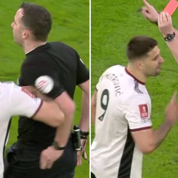 Aleksandar Mitrovic blev utvisad efter att ha knuffat domaren.