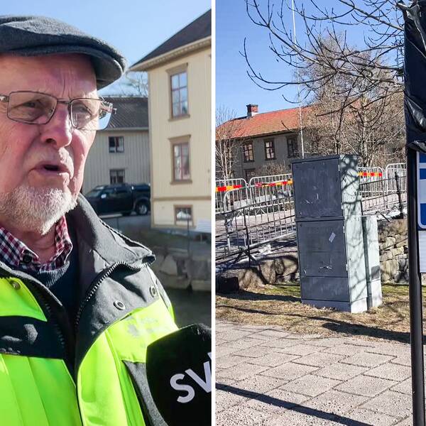 Till vänster en bild på Björn Wennerström, samhällsbyggnadschef i Åmåls kommun, iförd en reflexjacka. Till höger en bild på en laddstolpe-skylt. 