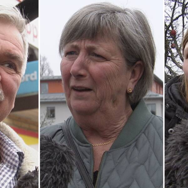 Tre personer, en man och två kvinnor, som i Forshaga centrum berättade för SVT vad de vill se för förändringar med stadskärnan.