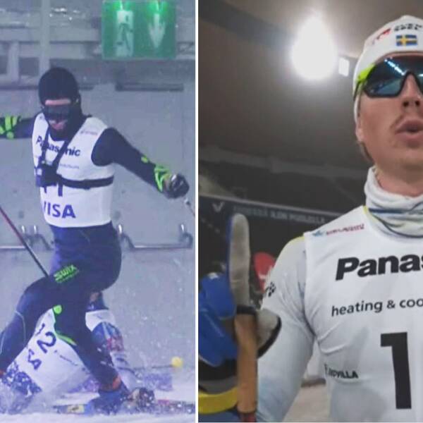 Här fäller ”masked skier” konkurrenten i Poromaas heat.