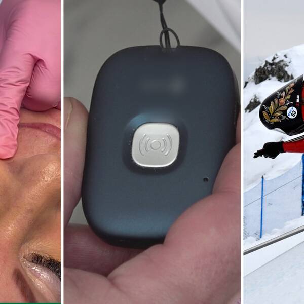 Bild från tre nyhetshändelser den här veckan – SVT har träffat Regina Forså från Ludvika gör en skönhetsbehandling, systemet med trygghetslarm slutade fungera i de flesta av länets kommuner under natten mot torsdag och Britta Backlund från Rättvik vann VM i speedski.