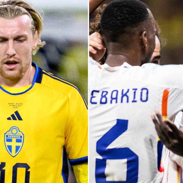 Emil Forsberg deppar efter Romelu Lukakus mål.