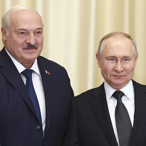 Rysslands president Vladimir Putin tillsammans med Belarus president Alexander Lukashenko tidigare i år.
