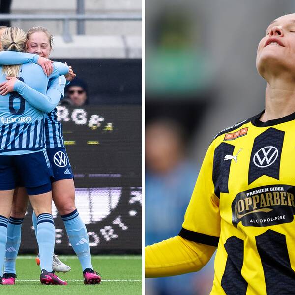 Djurgårdens Alice Bergström, till vänster, och Häckens Stine Larsson.