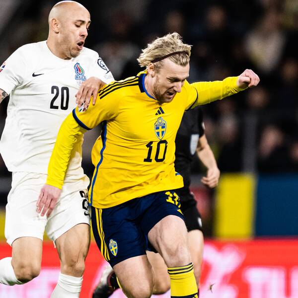 Emil Forsberg under matchen mot Azerbajdzjan.
