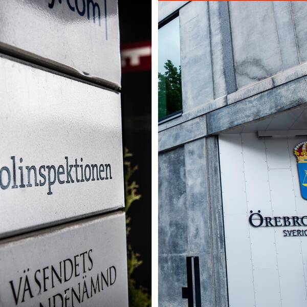 Skyltar som visar skolinspektionen och Örebro tingsrätt