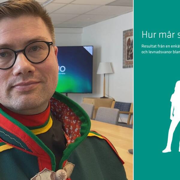 Till vänster forskaren Jon Petter Stoor, till höger rapporten om samernas hälsa