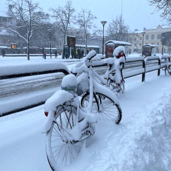 Så här såg det ut i centrala Karlstad på onsdagsmorgonen.