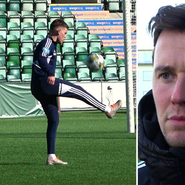 Träning för GIF Sundsvall. Tränaren Dogulas syns också på bild