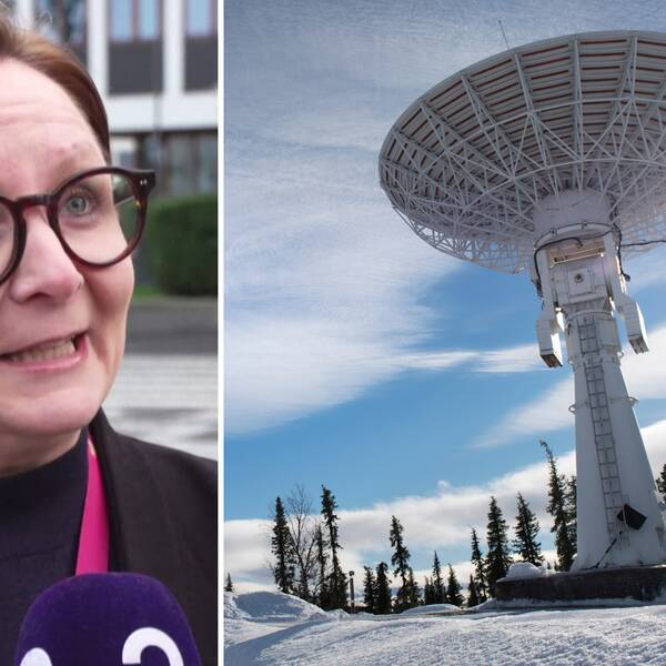 Ragnhild Hålan Simenstad, talesperson för norska utrikesdepartementet samt en bild från Esrange i Kiruna.