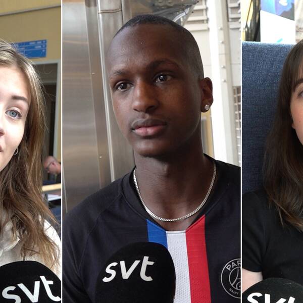 Johanna Nestor och Alain-Kessy Kiyuku, Karin Jakobsson, blir intervjuade av SVT.